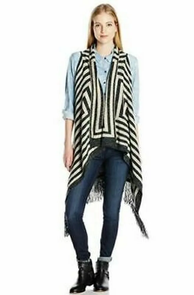 Love By Design Women's Geometric Cardigan Sweater Vest -Medium