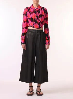 LS DRAPED FRONT CROPPED BLOUSE