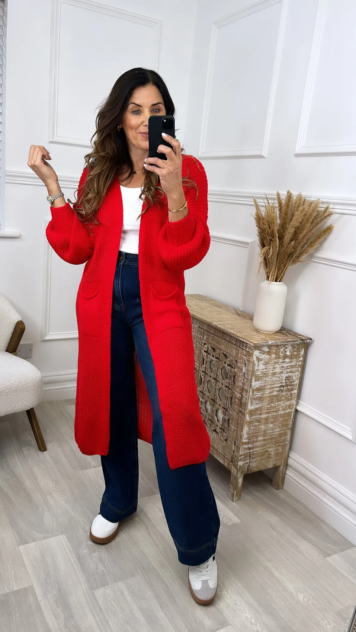 Margaret Red Longline Cardigan