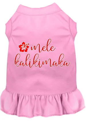 Mele Kalikimaka Screen Print Dog Dress Light Pink Xl