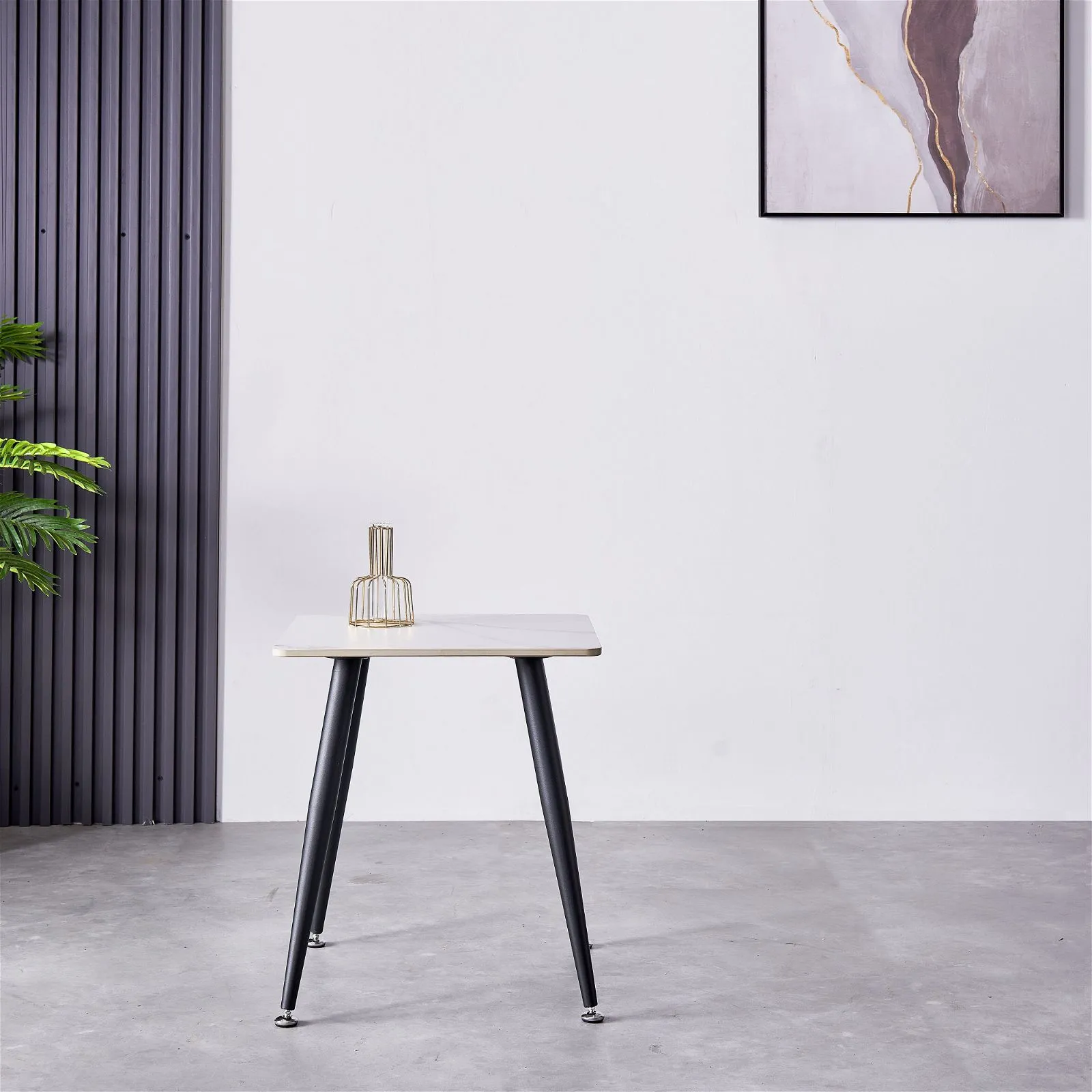 Mendy White Sintered Stone End Table with Metal Legs by Criterion™