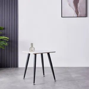 Mendy White Sintered Stone End Table with Metal Legs by Criterion™