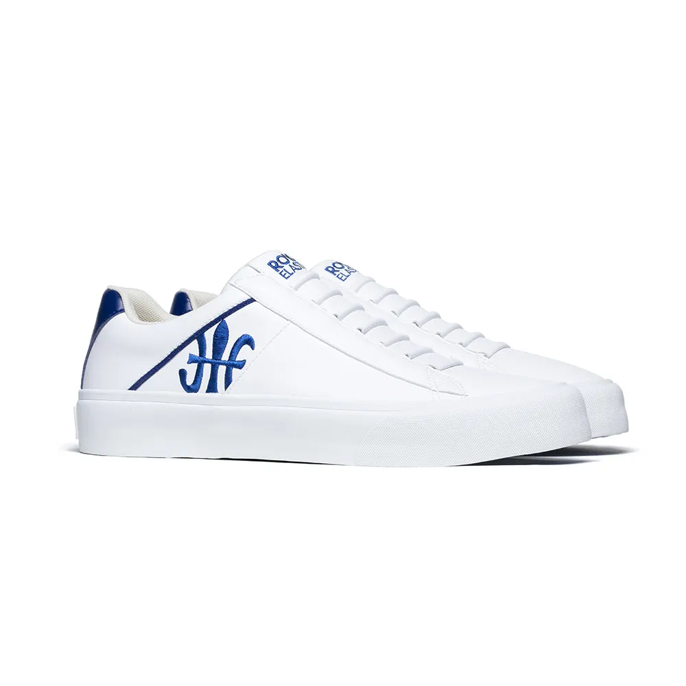 Men's Cruiser White Blue Microfiber Low Tops 00801-005