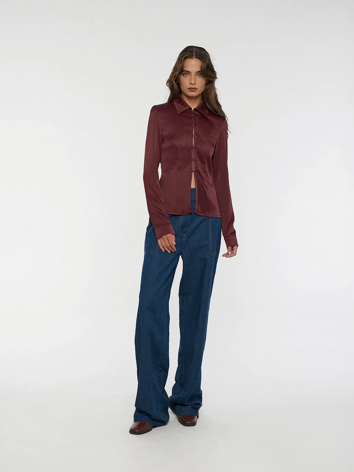 MIDNIGHT sleek shirt - merlot