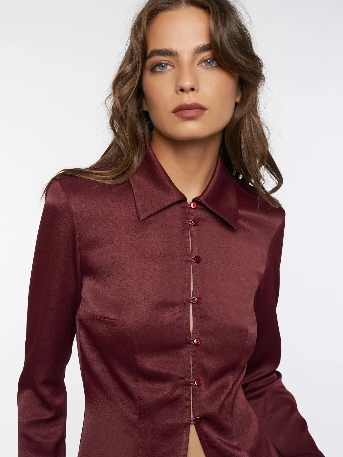 MIDNIGHT sleek shirt - merlot