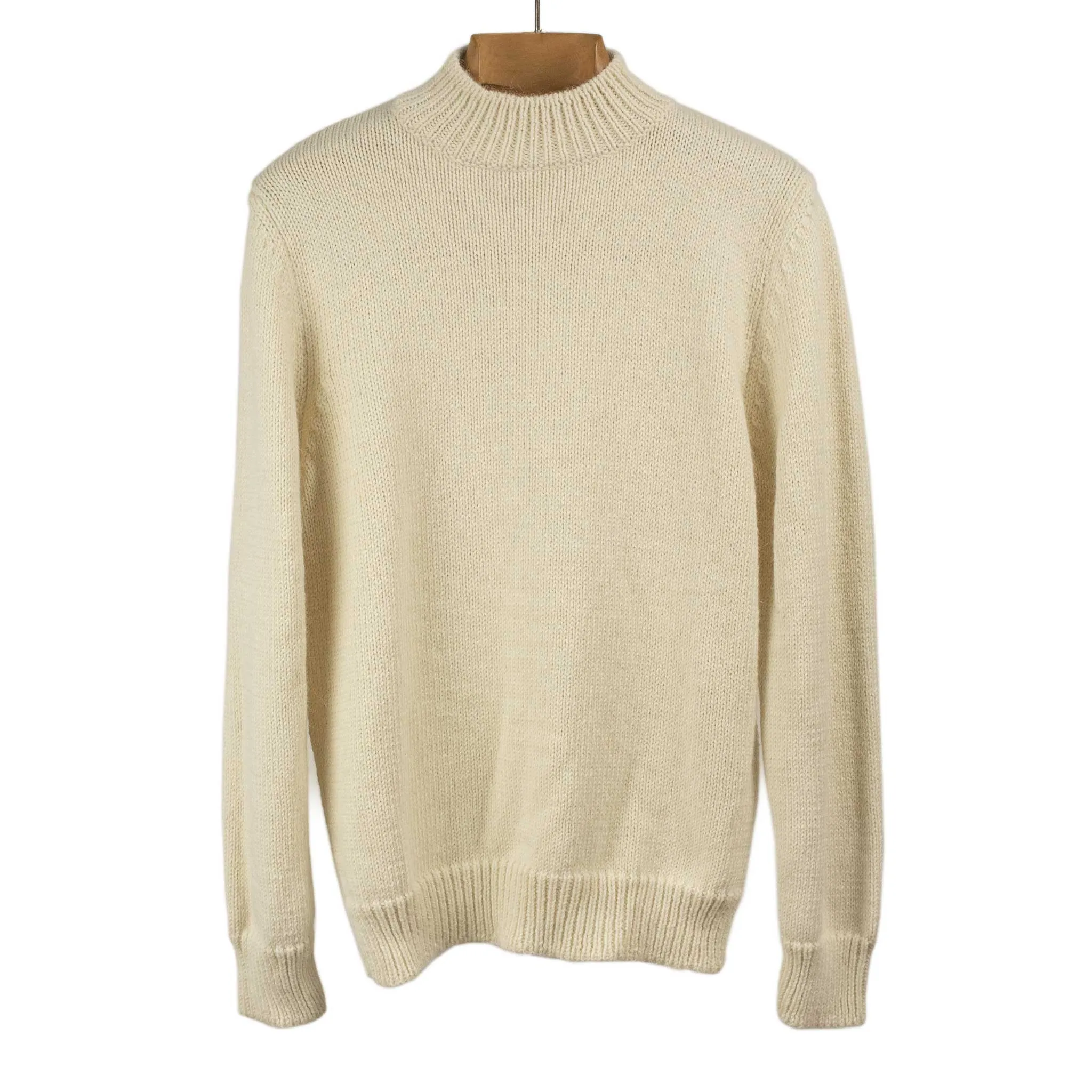 Mock neck sweater in ecru merino alpaca mix (restock)