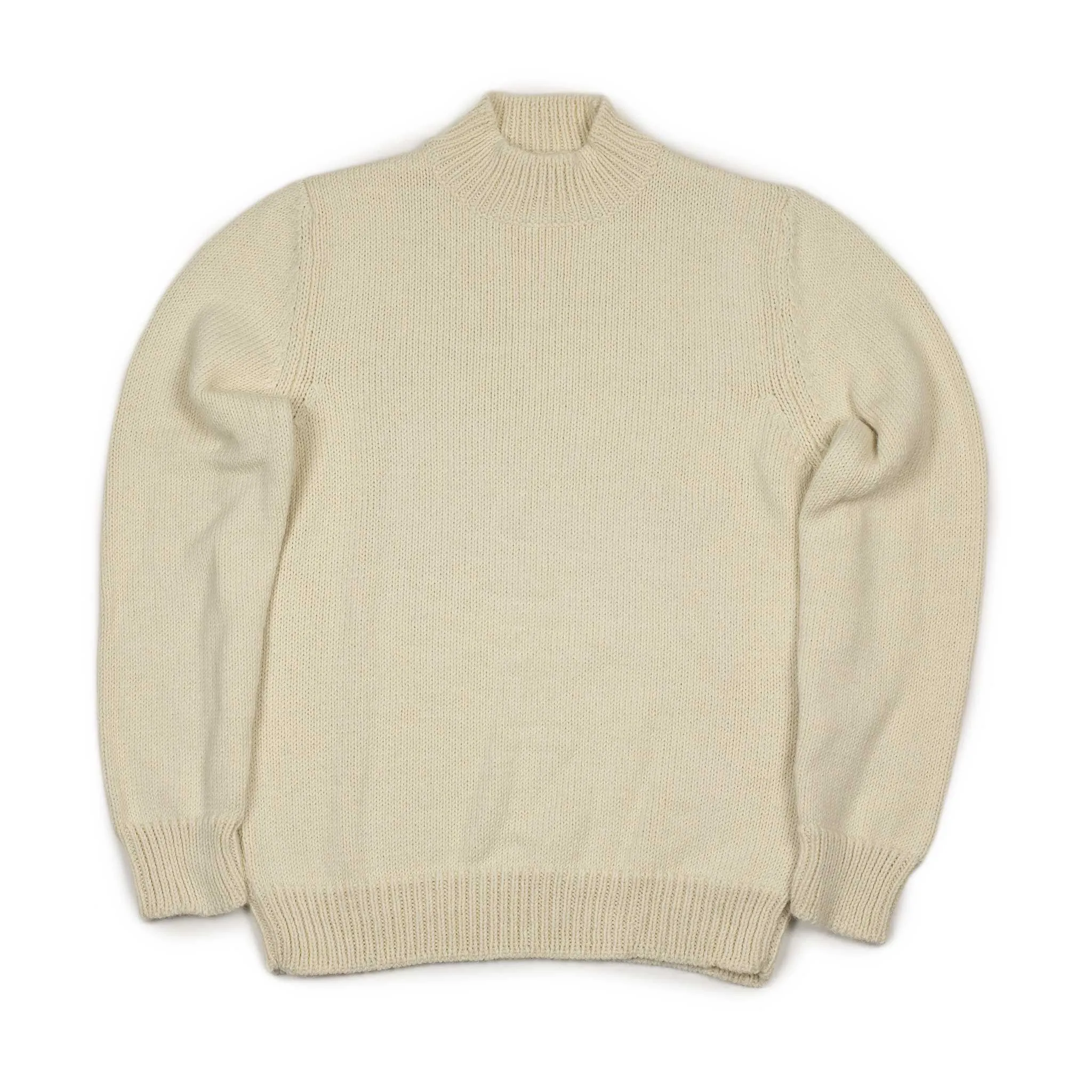 Mock neck sweater in ecru merino alpaca mix (restock)