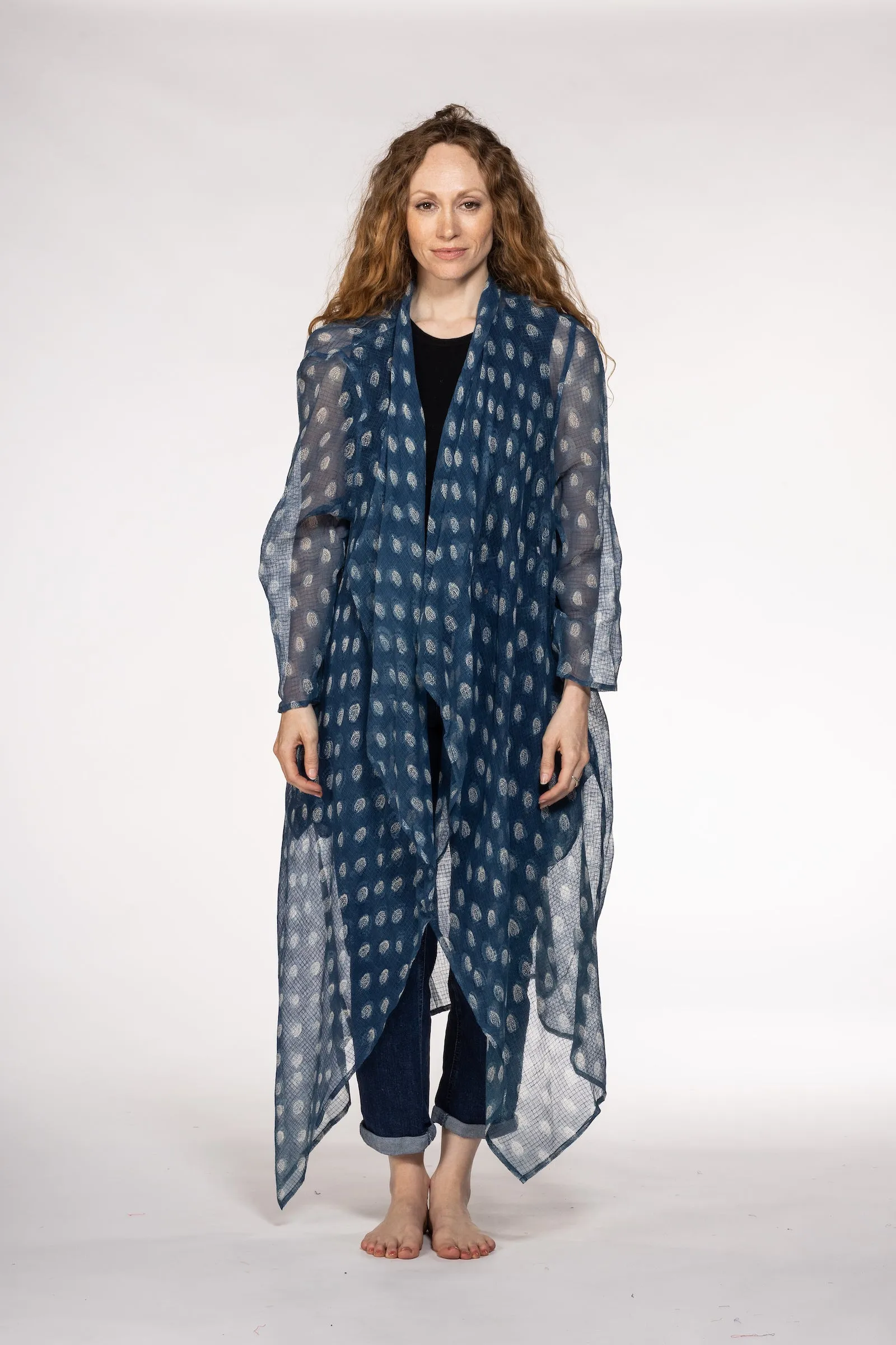 Nellore Jacket in Textured Cotton Viscose Hand Block Printed - SS 2024