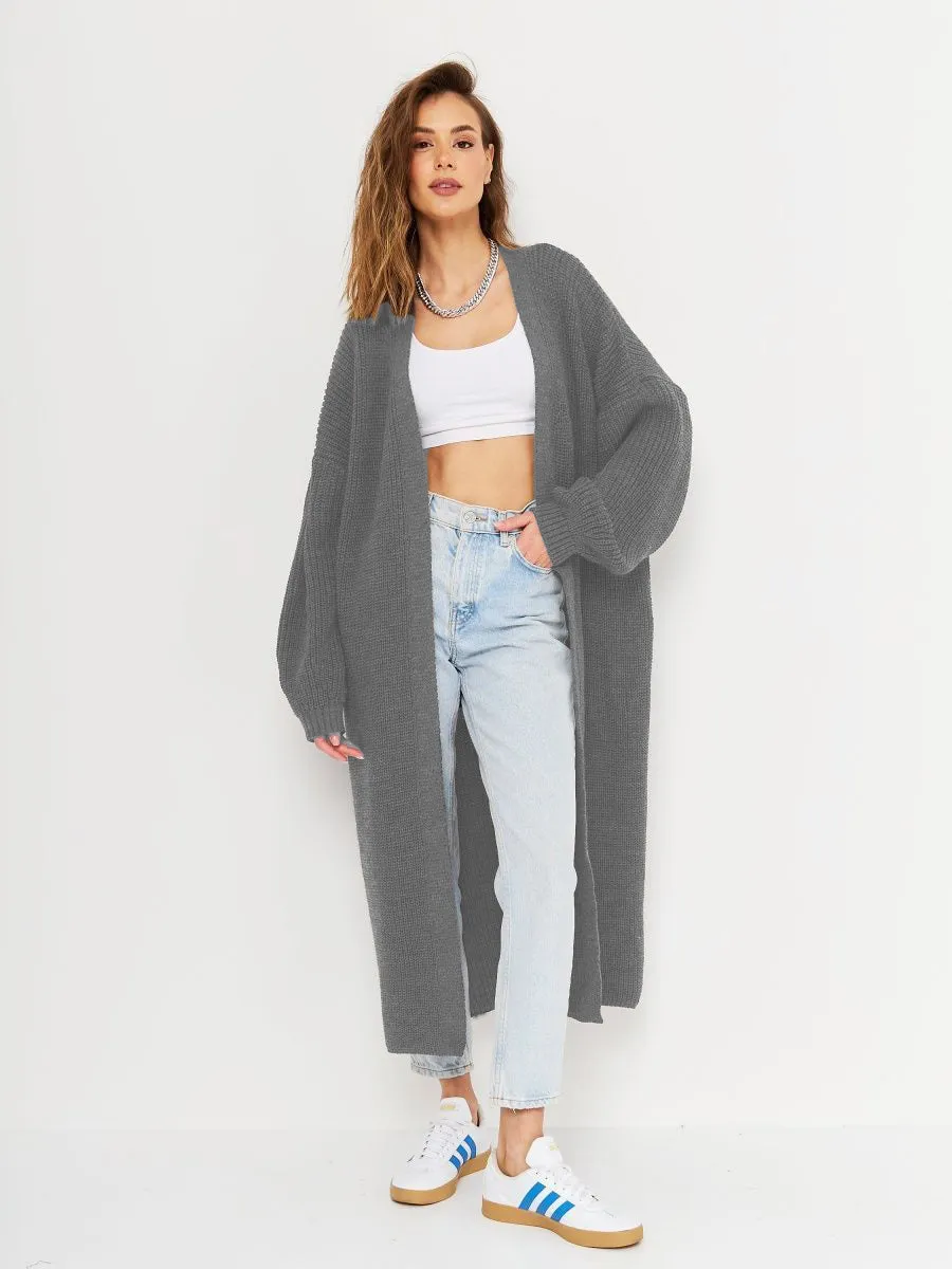 Open Front Long Sleeve Longline Cardigan