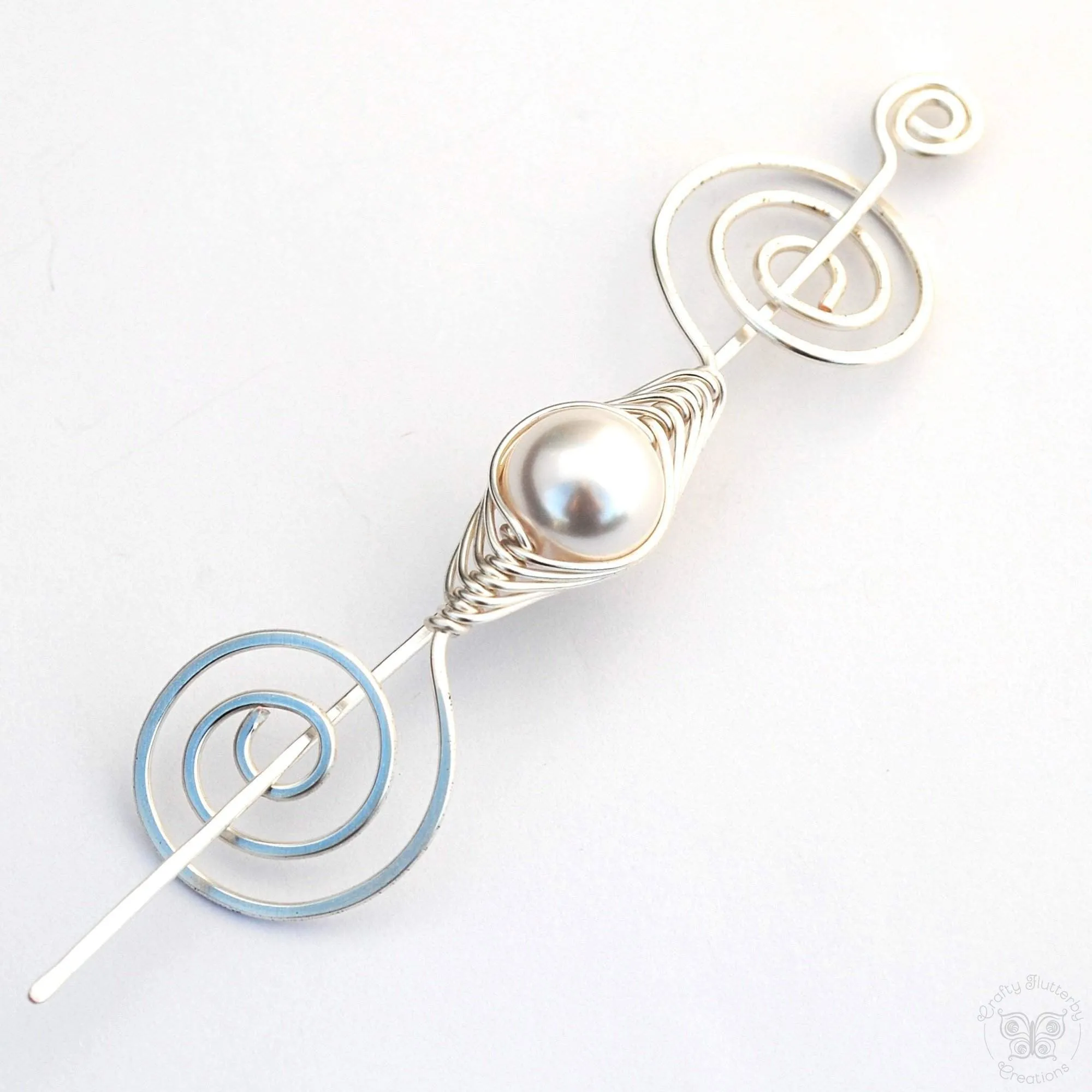 Pearl Shawl Pin - Silver Noteworthy Classic