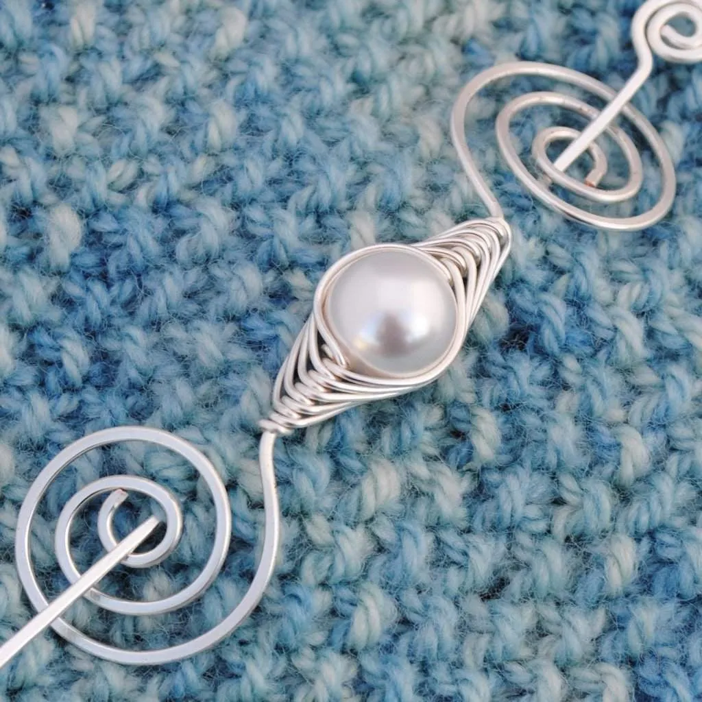 Pearl Shawl Pin - Silver Noteworthy Classic