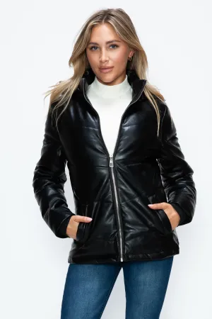 Pocketed Zip Up Puffer Jacket with Removable Hood