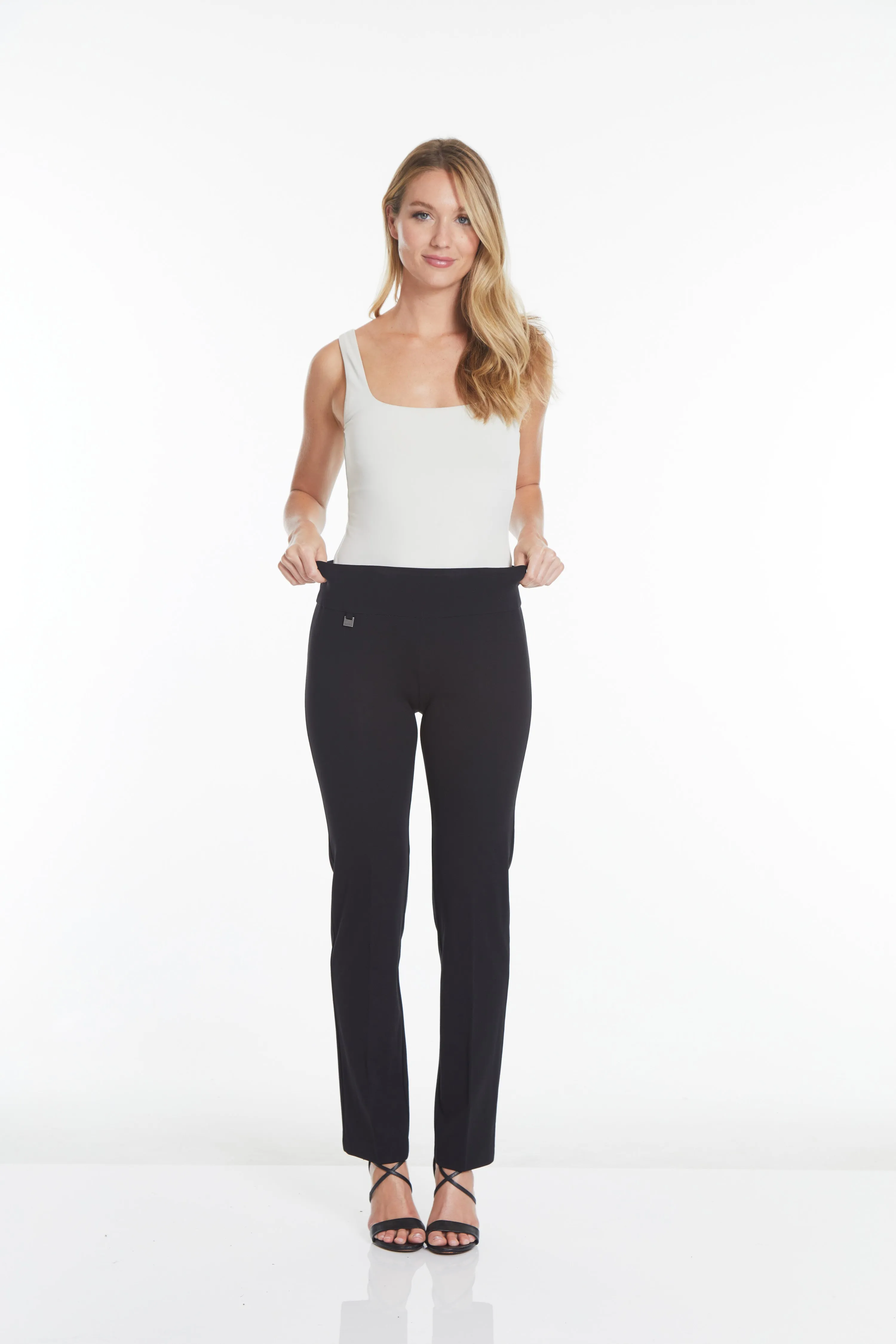 WIDE BAND PULL ON RELAXED LEG PANT - Black