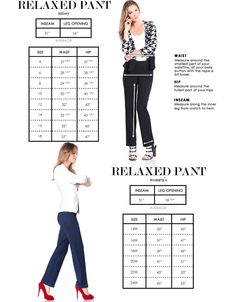 WIDE BAND PULL ON RELAXED LEG PANT - Black