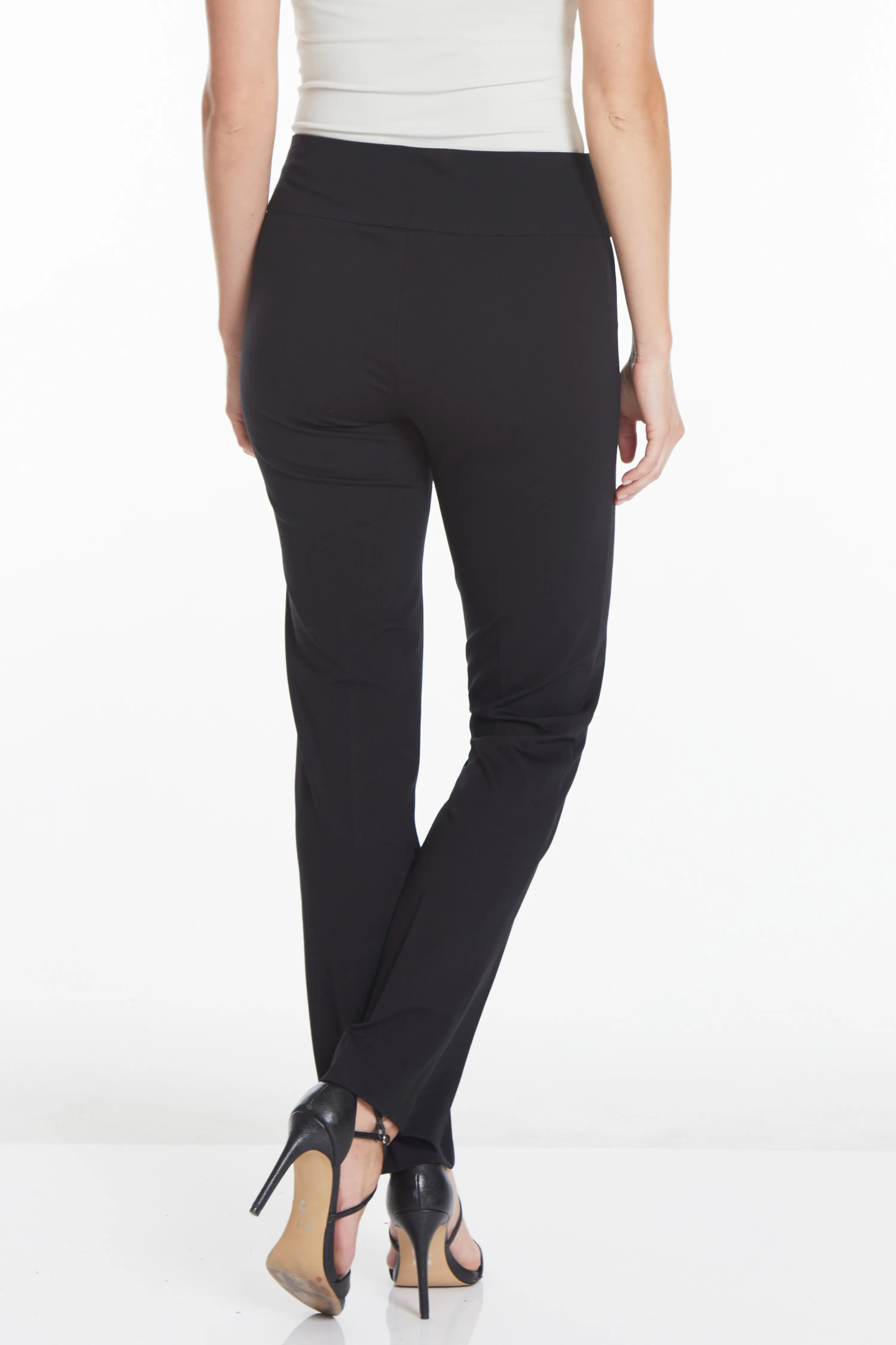 WIDE BAND PULL ON RELAXED LEG PANT - Black