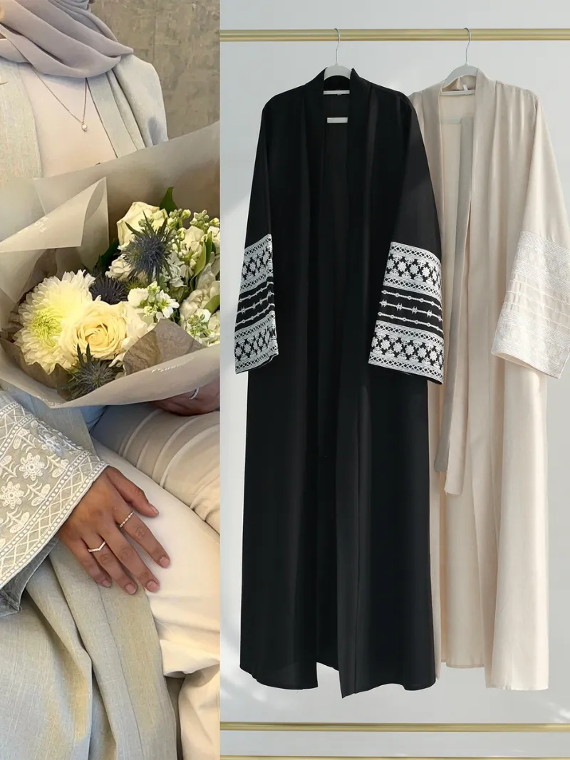 Women's Turkiye Dubai Embroidered Open style Elegant Abaya