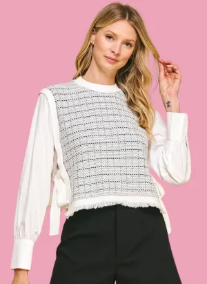 Woven Knit Combo Blouse